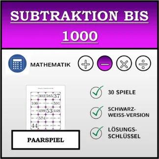 Paarspiel: Subtraktion bis 1000