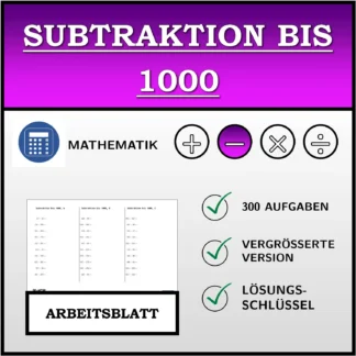 Arbeitsblatt: Subtraktion bis 1000