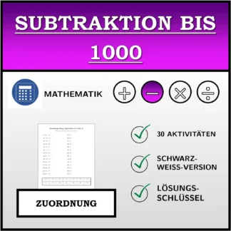 Zuordnungsübung: Subtraktion bis 1000