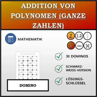 Domino: Addition von Polynomen (ganze Zahlen)