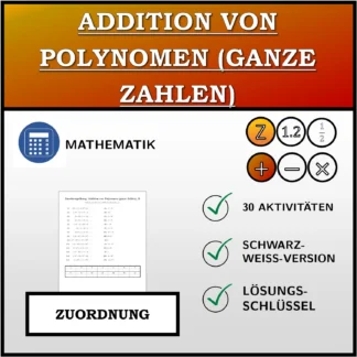 Zuordnungsübung: Addition von Polynomen (ganze Zahlen)