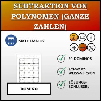 Domino: Subtraktion von Polynomen (ganze Zahlen)