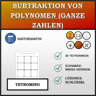 Tetromino: Subtraktion von Polynomen (ganze Zahlen)