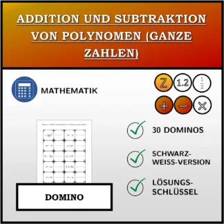 Domino: Addition und Subtraktion von Polynomen (ganze Zahlen)