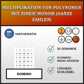 Domino: Multiplikation von Polynomen mit einem Monom (ganze Zahlen)