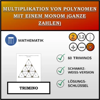 Trimino: Multiplikation von Polynomen mit einem Monom (ganze Zahlen)