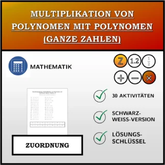 Zuordnungsübung: Multiplikation von Polynomen mit Polynomen (ganze Zahlen)
