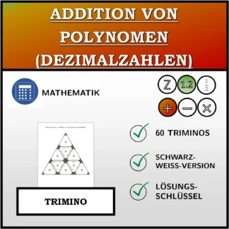 Trimino: Addition von Polynomen (Dezimalzahlen)