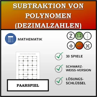 Paarspiel: Subtraktion von Polynomen (Dezimalzahlen)