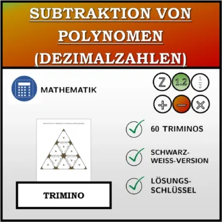 Trimino: Subtraktion von Polynomen (Dezimalzahlen)