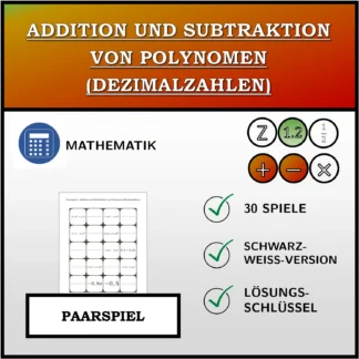 Paarspiel: Addition und Subtraktion von Polynomen (Dezimalzahlen)