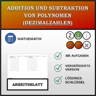 Arbeitsblatt: Addition und Subtraktion von Polynomen (Dezimalzahlen)