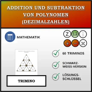 Trimino: Addition und Subtraktion von Polynomen (Dezimalzahlen)