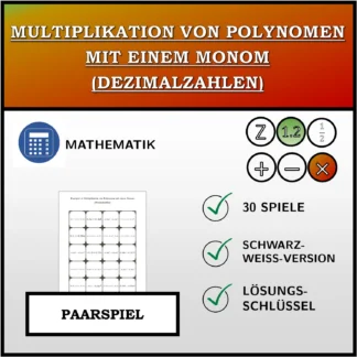 Paarspiel: Multiplikation von Polynomen mit einem Monom (Dezimalzahlen)