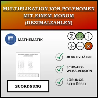 Zuordnungsübung: Multiplikation von Polynomen mit einem Monom (Dezimalzahlen)