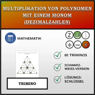 Trimino: Multiplikation von Polynomen mit einem Monom (Dezimalzahlen)