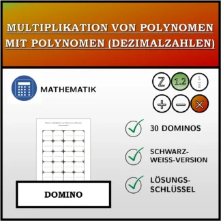 Domino: Multiplikation von Polynomen mit Polynomen (Dezimalzahlen)