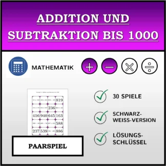 Paarspiel: Addition und Subtraktion bis 1000