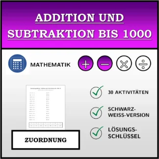 Zuordnungsübung: Addition und Subtraktion bis 1000