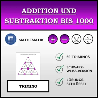 Trimino: Addition und Subtraktion bis 1000