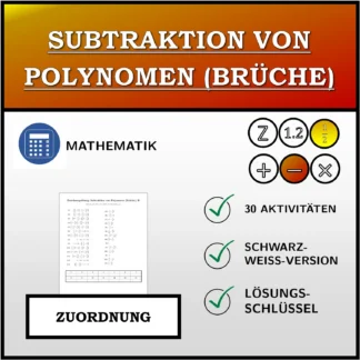 Zuordnungsübung: Subtraktion von Polynomen (Brüche)