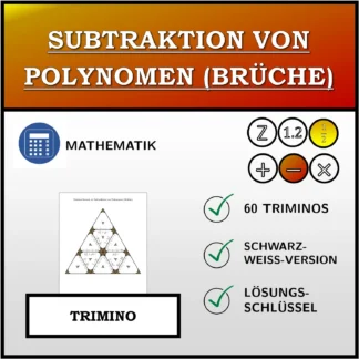 Trimino: Subtraktion von Polynomen (Brüche)
