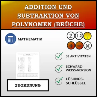 Zuordnungsübung: Addition und Subtraktion von Polynomen (Brüche)