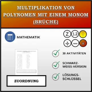 Zuordnungsübung: Multiplikation von Polynomen mit einem Monom (Brüche)
