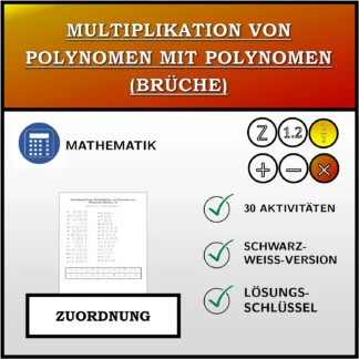 Zuordnungsübung: Multiplikation von Polynomen mit Polynomen (Brüche)