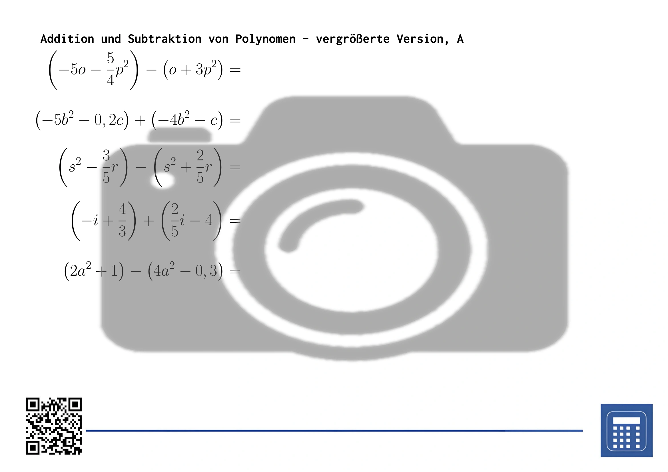 Arbeitsblatt: Addition und Subtraktion von Polynomen – Bild 3