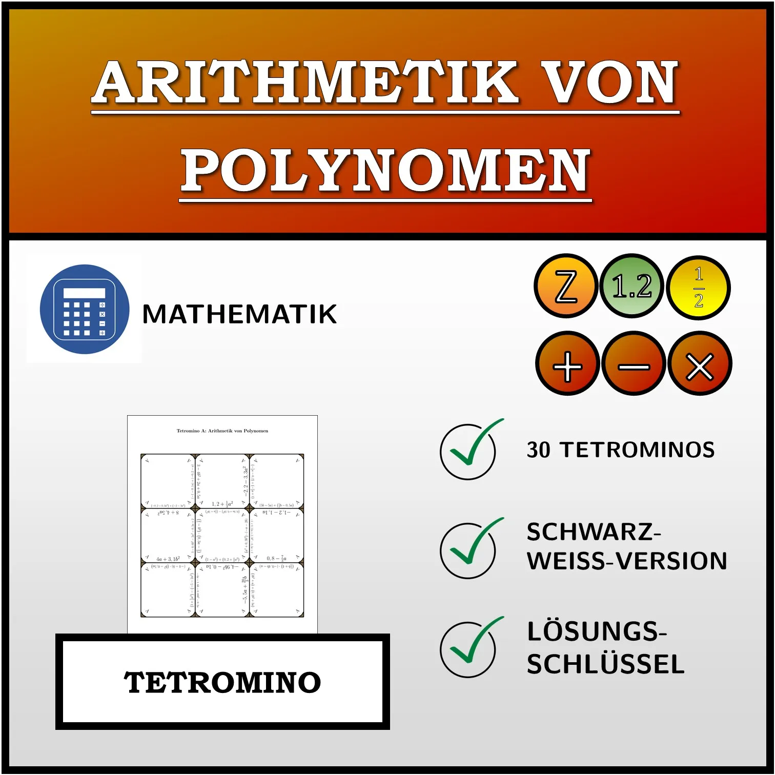 Tetromino: Arithmetik von Polynomen