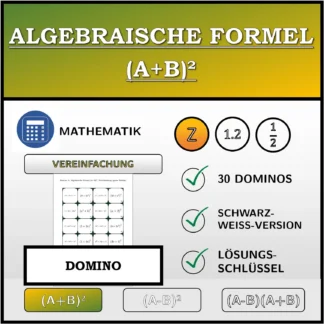 Domino: Algebraische Formel (A+B)², Vereinfachung (ganze Zahlen)