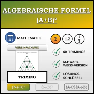 Trimino: Algebraische Formel (A+B)², Vereinfachung (ganze Zahlen)