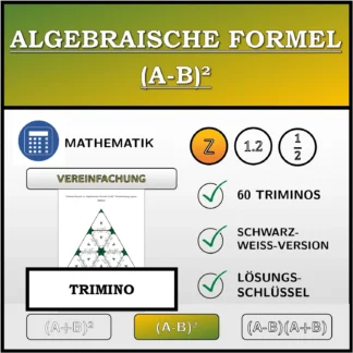 Trimino: Algebraische Formel (A-B)², Vereinfachung (ganze Zahlen)
