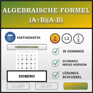 Domino: Algebraische Formel (A+B)(A-B), Vereinfachung (ganze Zahlen)