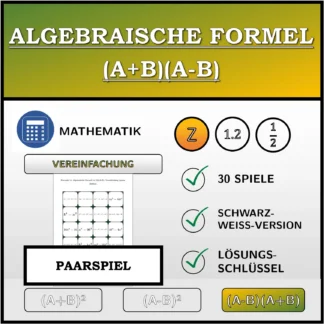 Paarspiel: Algebraische Formel (A+B)(A-B), Vereinfachung (ganze Zahlen)
