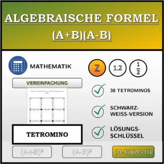 Tetromino: Algebraische Formel (A+B)(A-B), Vereinfachung (ganze Zahlen)