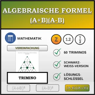 Trimino: Algebraische Formel (A+B)(A-B), Vereinfachung (ganze Zahlen)