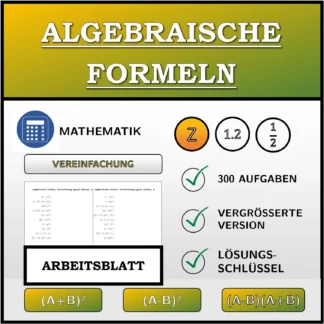 Arbeitsblatt: Algebraische Formeln, Vereinfachung (ganze Zahlen)