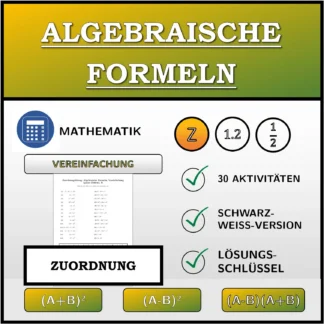 Zuordnungsübung: Algebraische Formeln, Vereinfachung (ganze Zahlen)