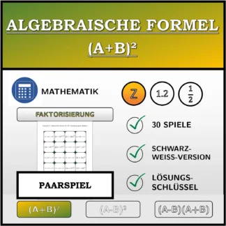 Paarspiel: Algebraische Formel (A+B)², Zerlegung (ganze Zahlen)
