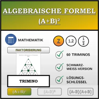 Trimino: Algebraische Formel (A+B)², Zerlegung (ganze Zahlen)