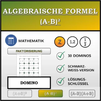 Domino: Algebraische Formel (A-B)², Zerlegung (ganze Zahlen)