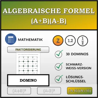 Domino: Algebraische Formel (A+B)(A-B), Zerlegung (ganze Zahlen)