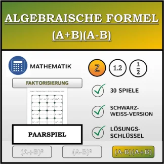 Paarspiel: Algebraische Formel (A+B)(A-B), Zerlegung (ganze Zahlen)