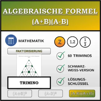 Trimino: Algebraische Formel (A+B)(A-B), Zerlegung (ganze Zahlen)