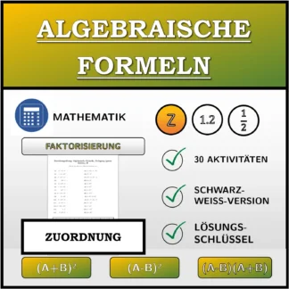 Zuordnungsübung: Algebraische Formeln, Zerlegung (ganze Zahlen)