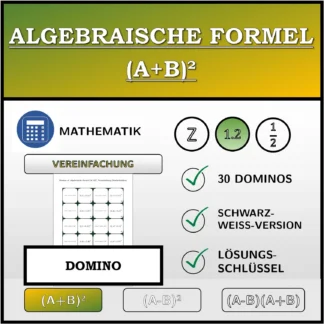 Domino: Algebraische Formel (A+B)², Vereinfachung (Dezimalzahlen)