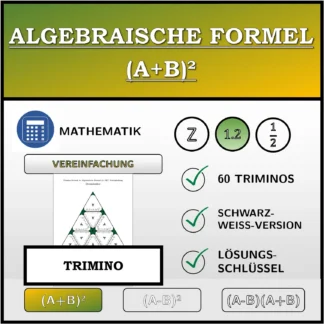 Trimino: Algebraische Formel (A+B)², Vereinfachung (Dezimalzahlen)