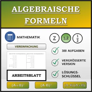 Arbeitsblatt: Algebraische Formeln, Vereinfachung (Dezimalzahlen)